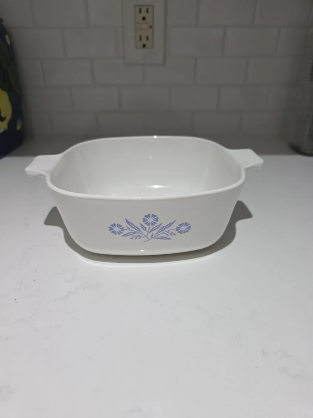 Corelle CorningWare White Casserole Dish with Blue Floral Pattern B-14 No Lid